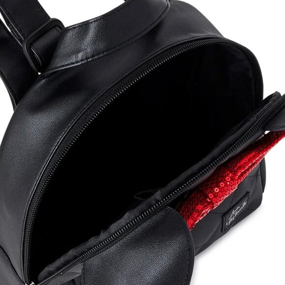 NWT Disney Minnie Mouse Quilted Mini Backpack Black Red Bow Vegan Leather NEW - Picture 12 of 15